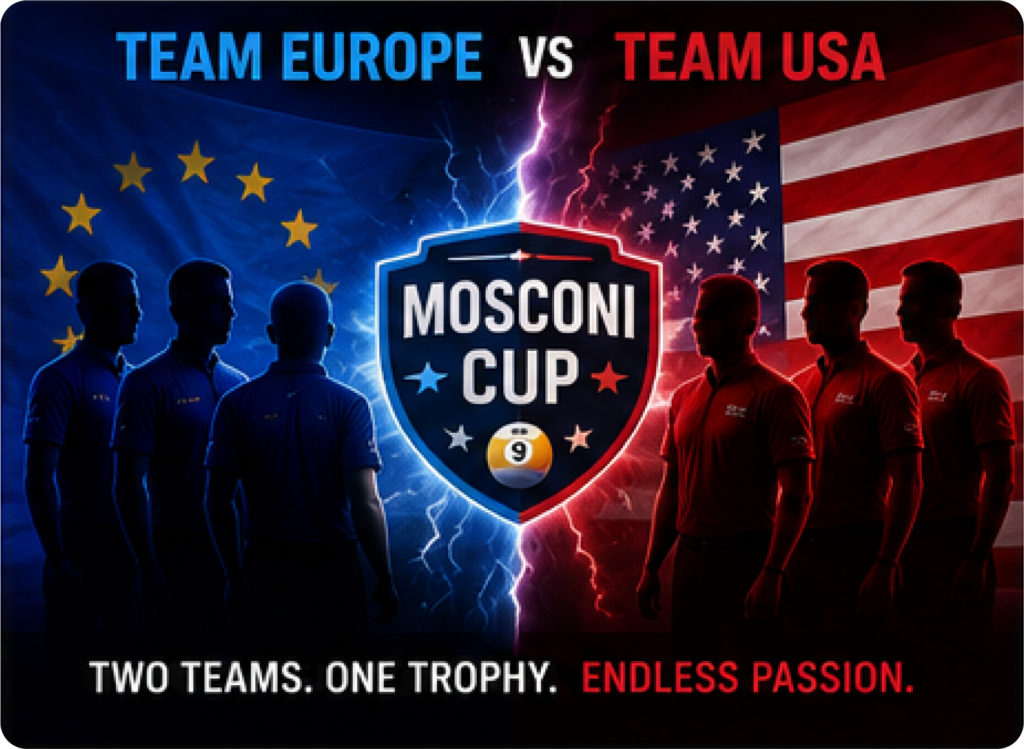 Team Europe versus Team USA at the Mosconi Cup 2026